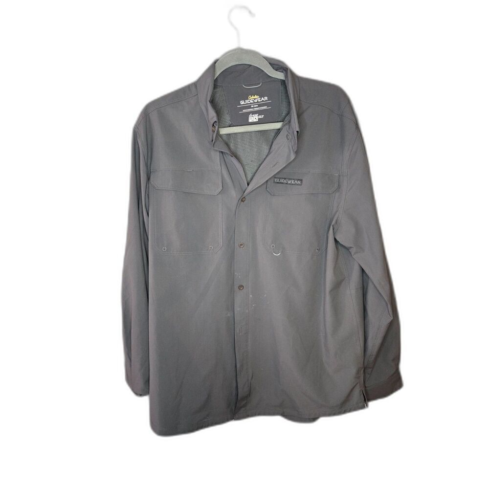 Cabela's Men's Guidewear Fishing Long Sleeve Gray Vented Shirt Size Medium